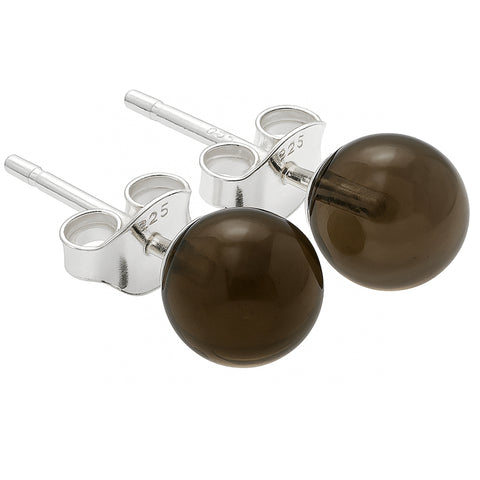 Smoky Quartz Stud Earrings 6 mm | 925 Sterling Silver