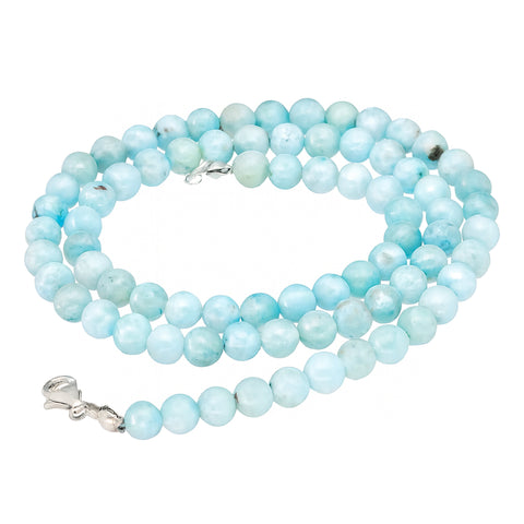 Larimar bead necklace | Ø 6 mm with clasp | 45 cm