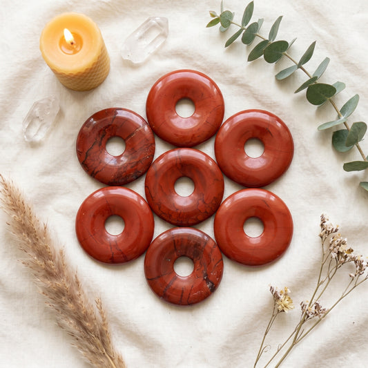 Jaspis, rot 40mm Donut – mehrfach
