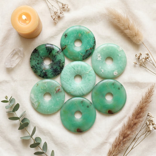 Chrysopras, natur 40mm Donut – mehrfach
