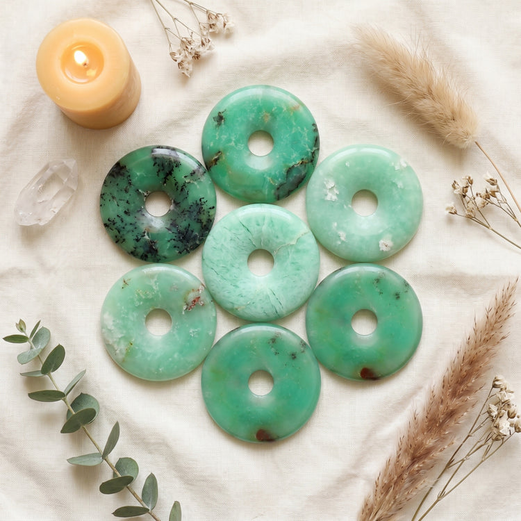 Chrysopras, natur 40mm Donut – mehrfach