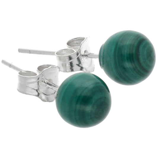 Malachit Ohrstecker 6 mm | 925er Silber