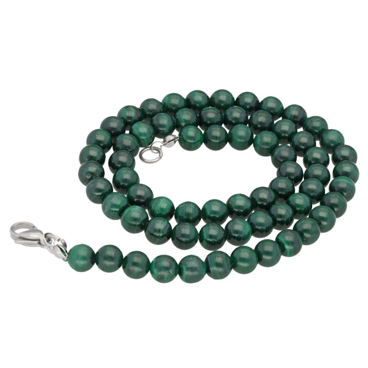 Malachite bead chain | Ø 6 mm with clasp | 45 cm