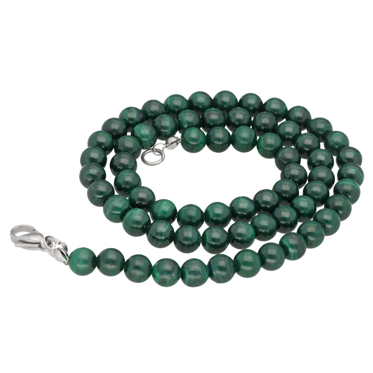 Malachite bead chain | Ø 6 mm with clasp | 45 cm