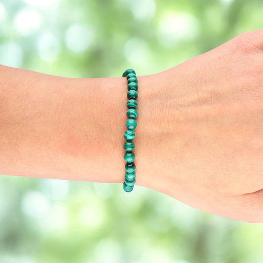 Malachite bead bracelet | 6 mm
