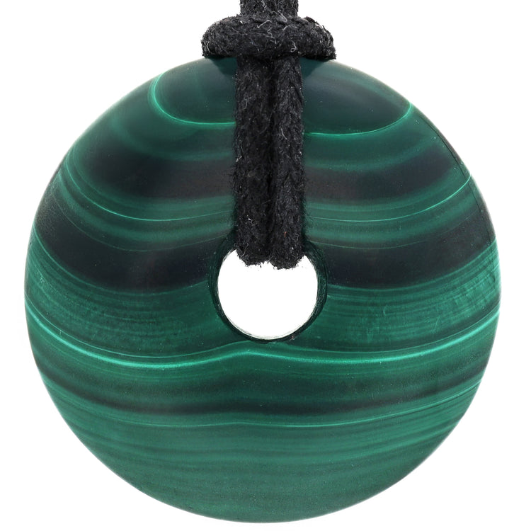 Malachite Donut | 30 mm Pendant + Cotton Cord