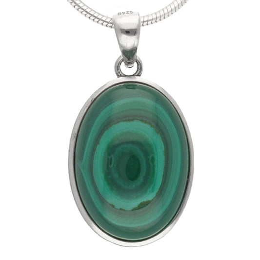 Malachit Anhänger (oval) in Silber gefasst