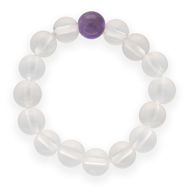 Rock crystal + amethyst | elastic ball ring