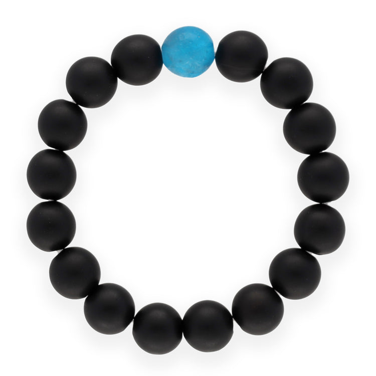 Onyx, matte + apatite | elastic ball ring