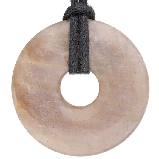 Moonstone donut | 30 mm pendant + cotton cord