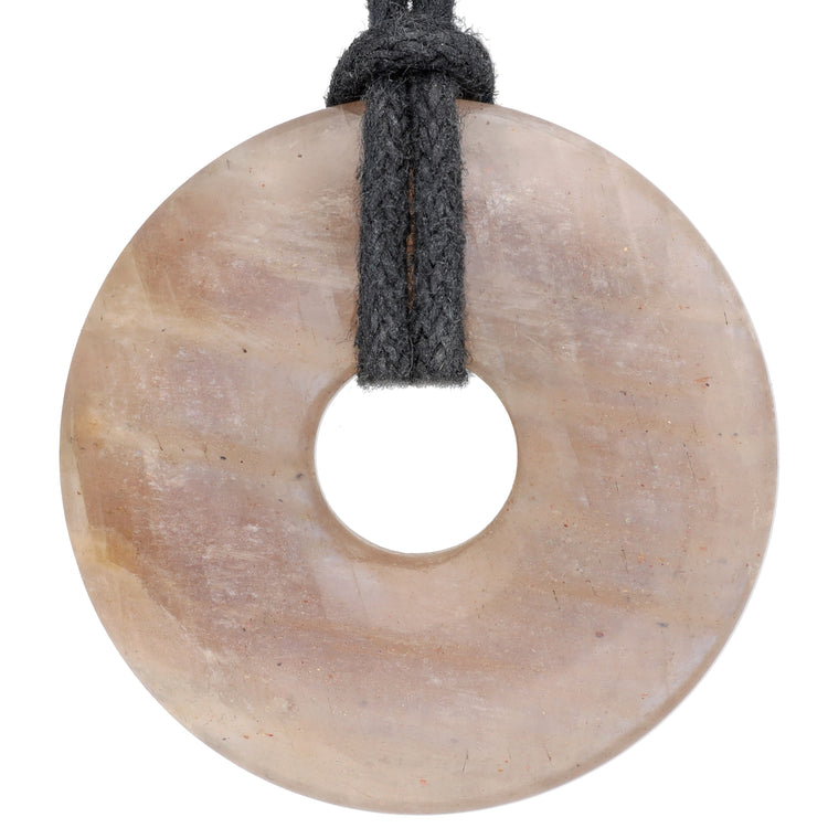 Moonstone donut | 30 mm pendant + cotton cord