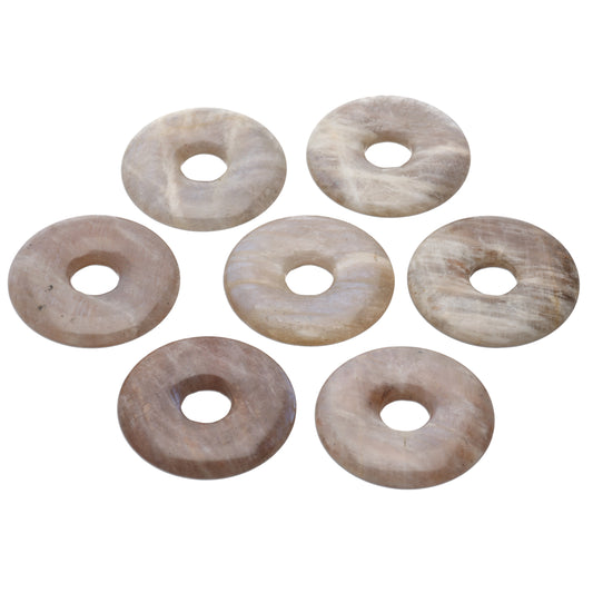 Moonstone donut | 30 mm pendant + cotton cord