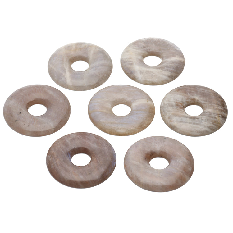 Moonstone donut | 30 mm pendant + cotton cord