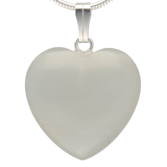 Moonstone Heart Pendant, light + dark | 925 Silver Bail | 2 Sizes