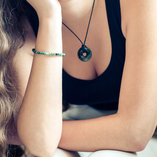 Moss agate mini bead bracelet | 4 mm