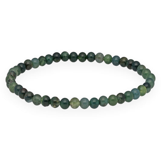 Moss agate mini bead bracelet | 4 mm