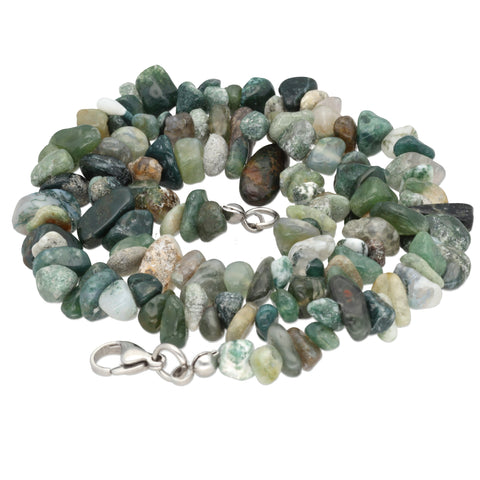 Moss Agate Chip Necklace | 45cm with Clasp