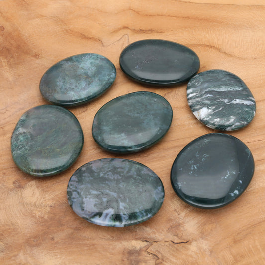 Moss agate disc stone