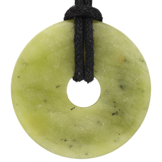 Jade (Nephrite) Donut | 30 mm Pendant + Cotton Cord