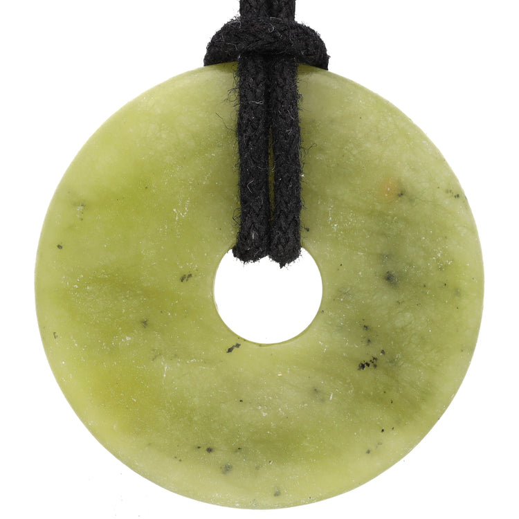 Jade (Nephrite) Donut | 30 mm Pendant + Cotton Cord