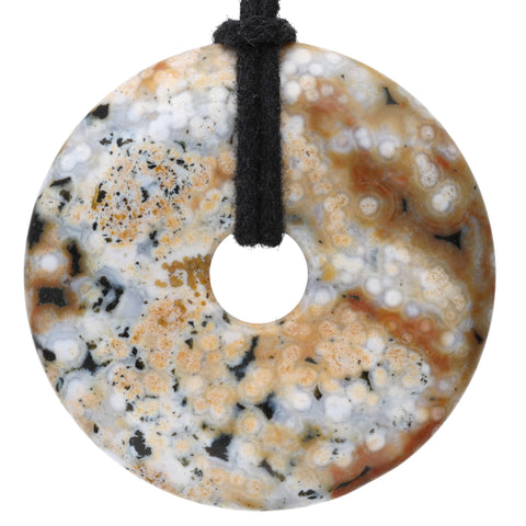 Ocean Jasper Donut Pendant | 40 mm Pendant + Cotton Cord