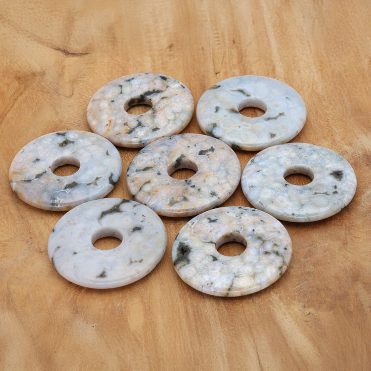 Ocean Jasper Donut | 30 mm Pendant + Cotton Cord