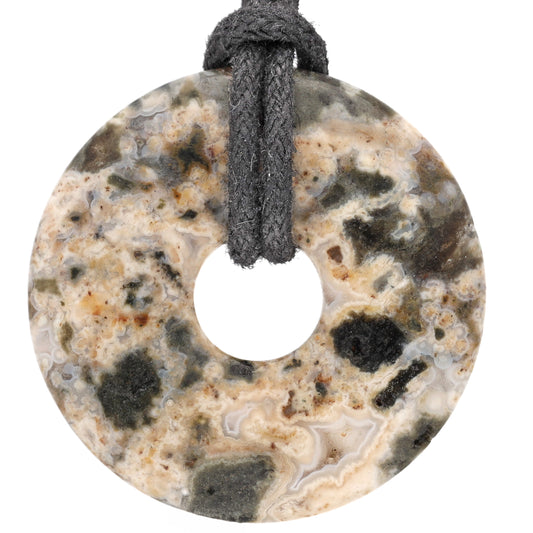 Ocean Jasper Donut | 30 mm Pendant + Cotton Cord