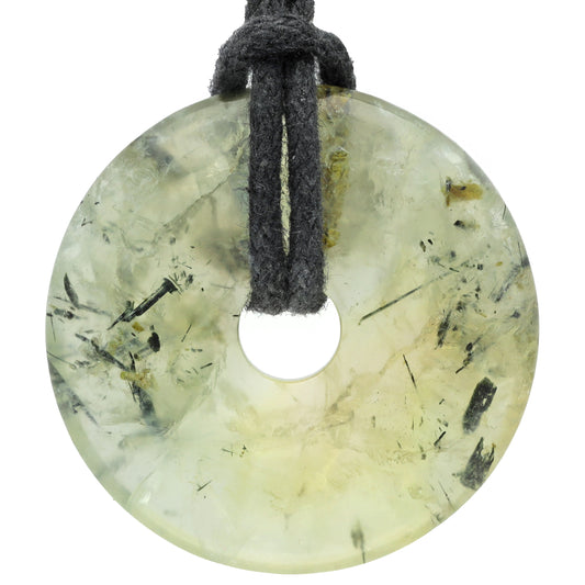 Prehnite Donut | 30 mm Pendant + Cotton Cord