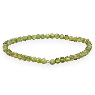 Peridot Bead Bracelet 4mm | With Silver Bead