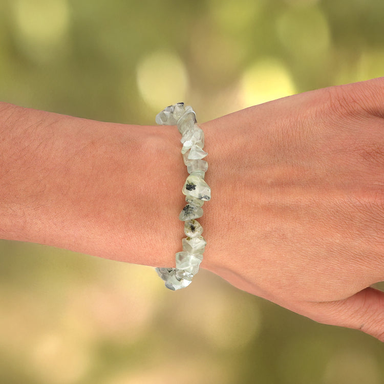 Prehnite chip bracelet