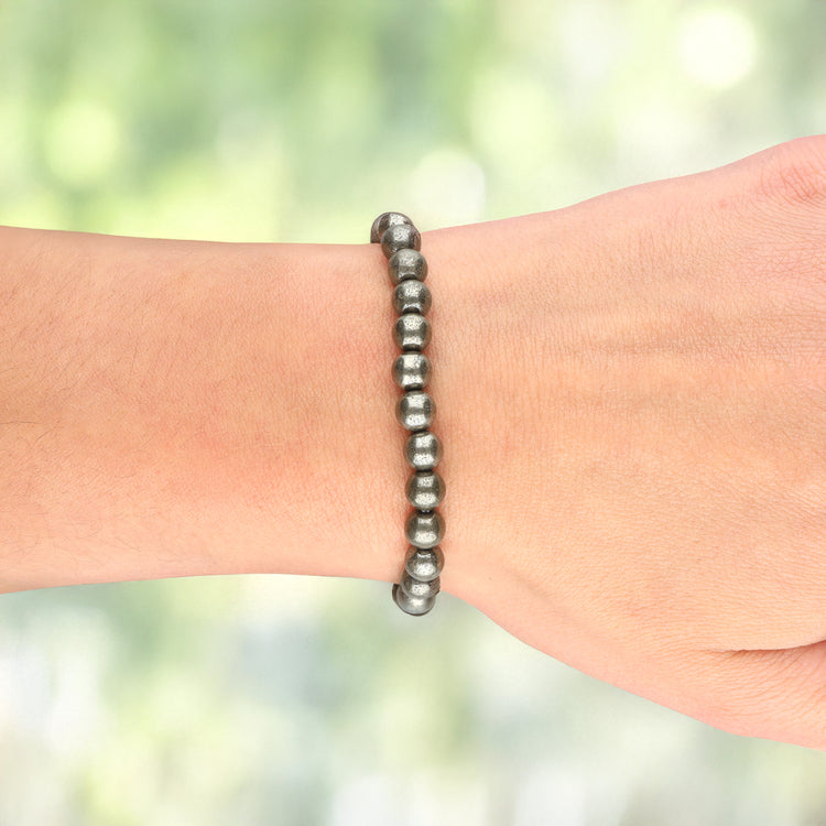 Pyrite bead bracelet | 6 mm