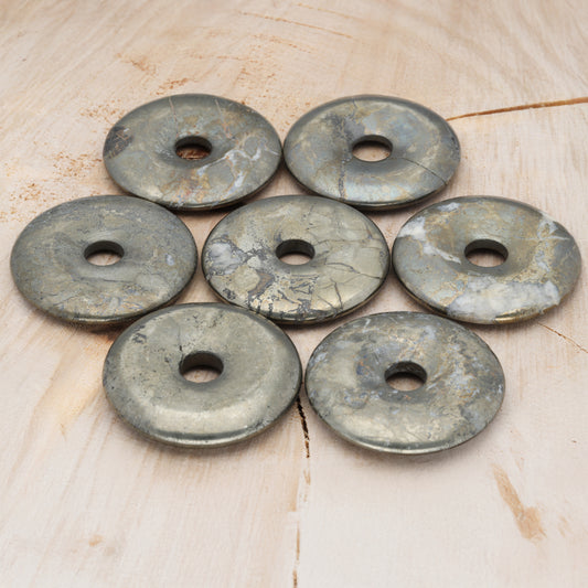 Pyrite Donut | 40 mm Pendant + Cotton Cord