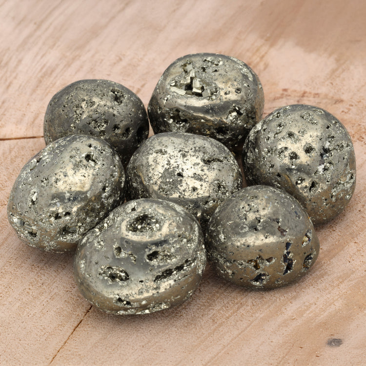 Pyrite tumbled stone