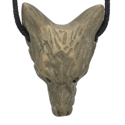 Pyrite Wolf Head Pendant