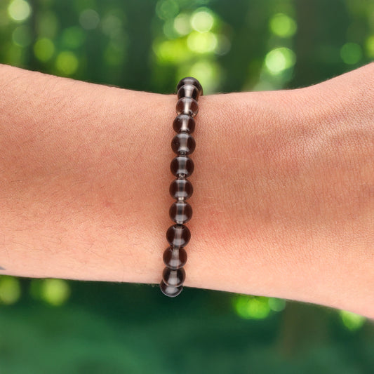 Smoky quartz bead bracelet | 6 mm