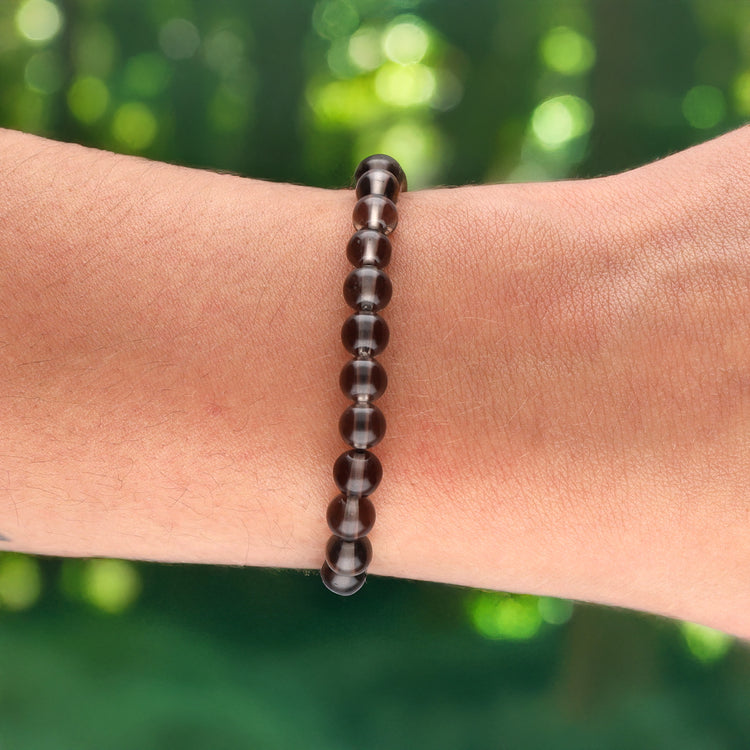 Smoky quartz bead bracelet | 6 mm