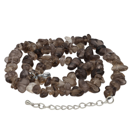 Smoky quartz chip necklace | 45 cm + clasp