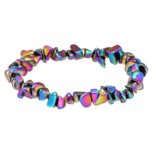 Rainbow Hematite Chip Bracelet
