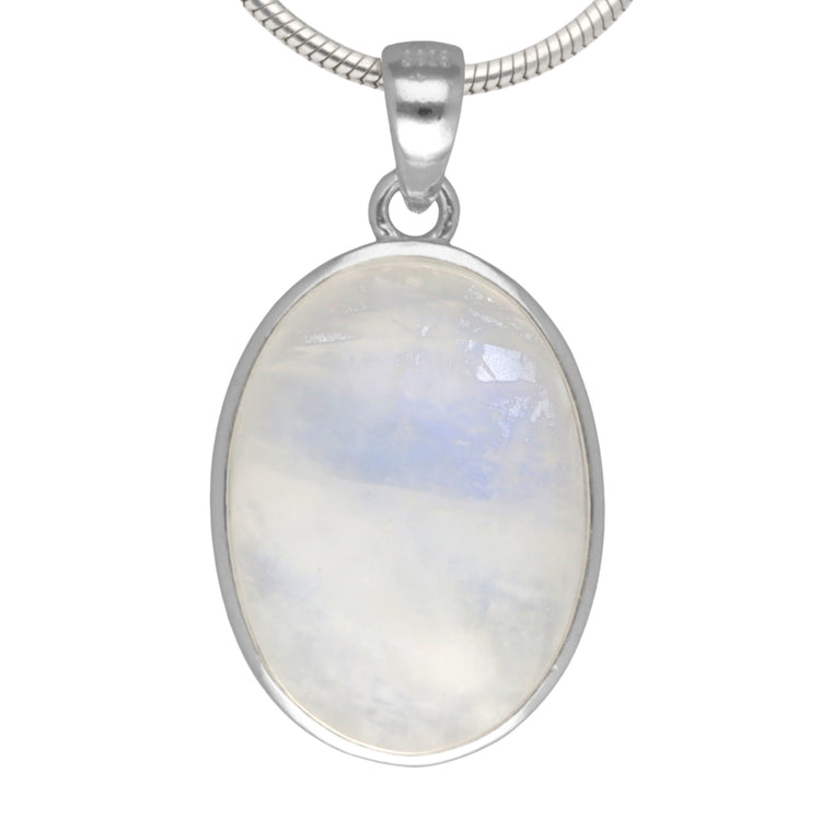 Rainbow moonstone pendant (oval) set in silver