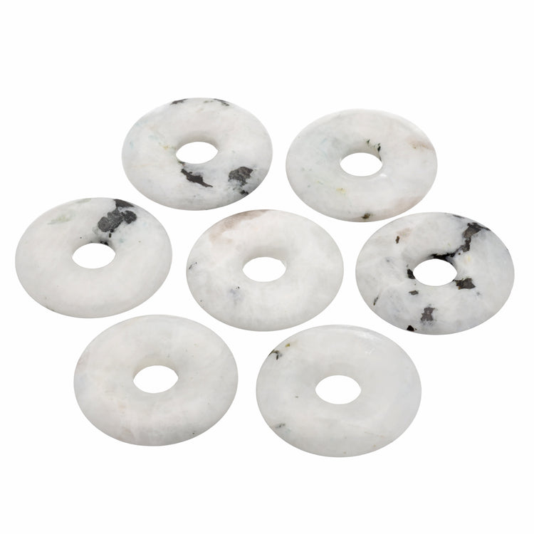 Rainbow Moonstone Donut | 30 mm Pendant + Cotton Cord