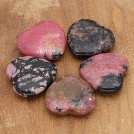 Rhodonite Heart | Palm Stone 2x2 cm 