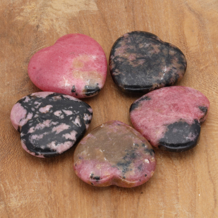 Rhodonite Heart | Palm Stone 2x2 cm 
