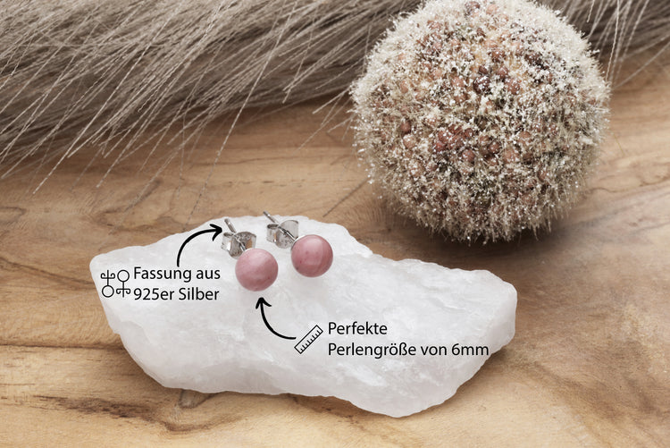 Rhodonit Ohrstecker 6 mm | 925er Silber