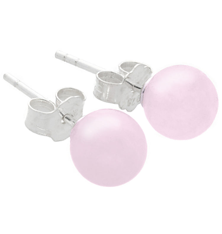 Rosenquarz Ohrstecker 6 mm | 925er Silber