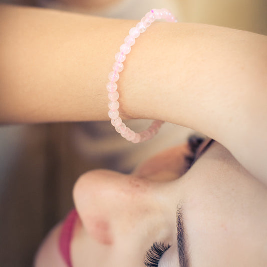 Rose quartz mini bead bracelet | 4 mm
