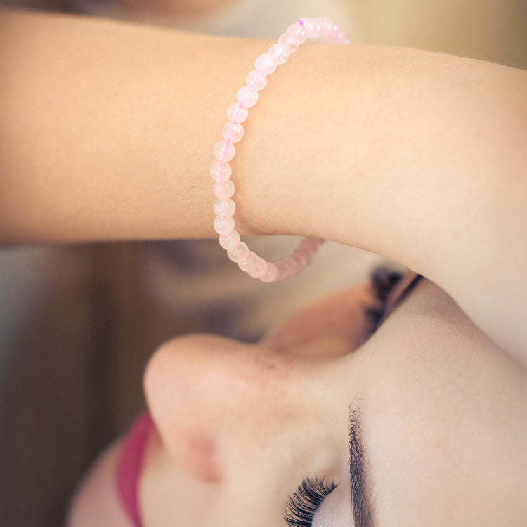 Rose quartz mini bead bracelet | 4 mm