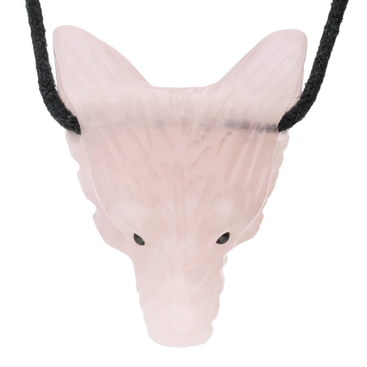 Rose quartz wolf head pendant