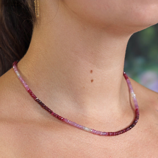 Faceted sapphire lens necklace | 45 cm + clasp 