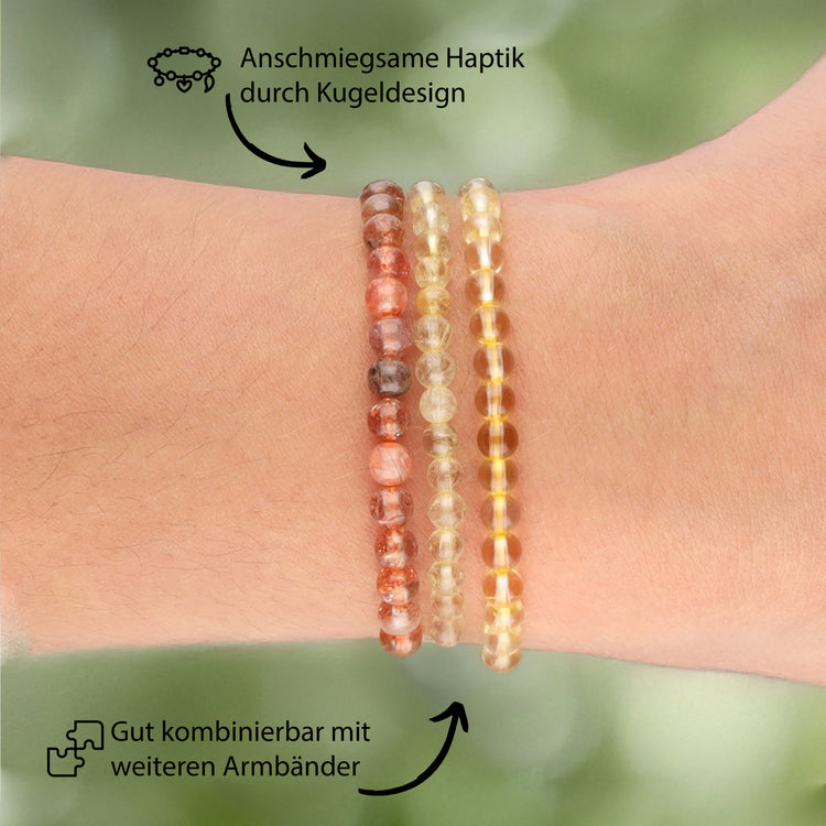 Rutilated quartz mini bead bracelet | 4 mm