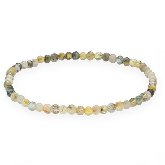 Rutilated quartz mini bead bracelet | 4 mm
